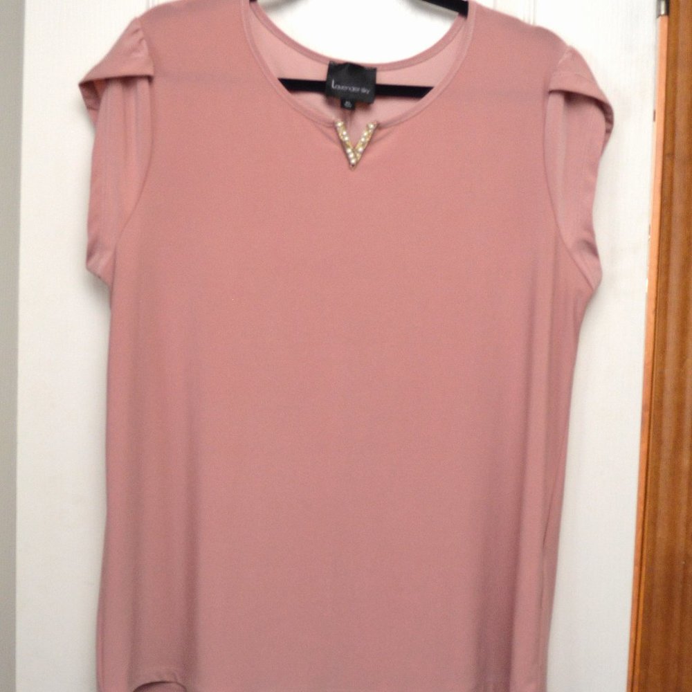 Lavender Sky Dusty Pink Top, XL